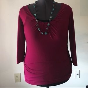 New York and Co size L Magenta form fitting blouse